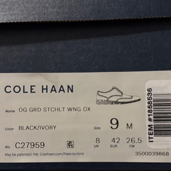 NIB • Cole Haan 2.ZERØGRAND Stitchlite™ Wingtip Oxfords
Size: 9